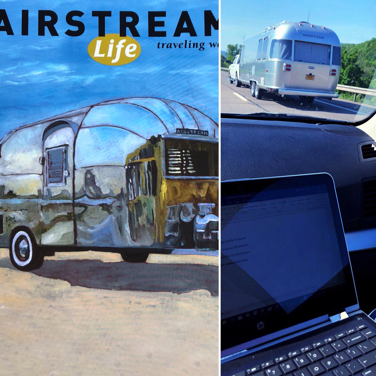 ZaffArchitect's tweet image. Passing an #Airstream while writing my upcoming article for airstreamlife.com. #AirstreamInteriors #Imnotdriving #TravelingWell
