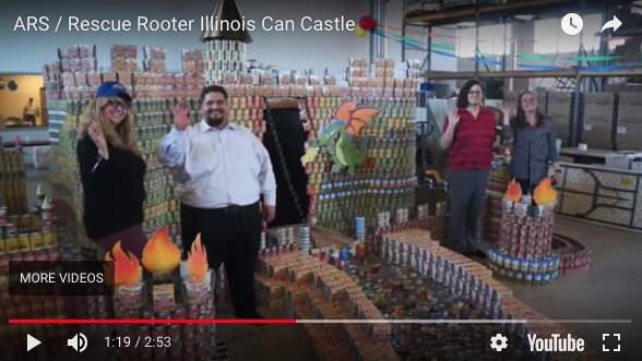 ARSRescueRooter's tweet photo. We recently held a Can Castle Contest at many of our service centers across the nation. 41 of our service centers participated. They each partnered up with a local food bank. Over 52,000 food items were gathered! #ARSGivesBack #CanCastle Read more: https://t.co/IuqoYGbIkE https://t.co/sFMdBTyM9l