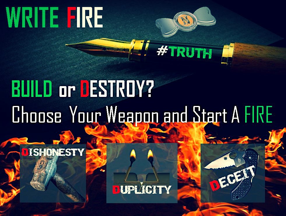 NigelWrite's tweet photo. Are you using the passion in your heart and fire in your belly to blaze a trail #WriteFire OR setting fires to #WatchItBurn? Dishonesty, Duplicity and Deceit DESTROY; In Business and In Life Find #TRUTH and BUILD. #DoItWriteWednesday #ScriptedIntoBeing https://t.co/NFKsQR6gyi https://t.co/D15Ju1dBnG