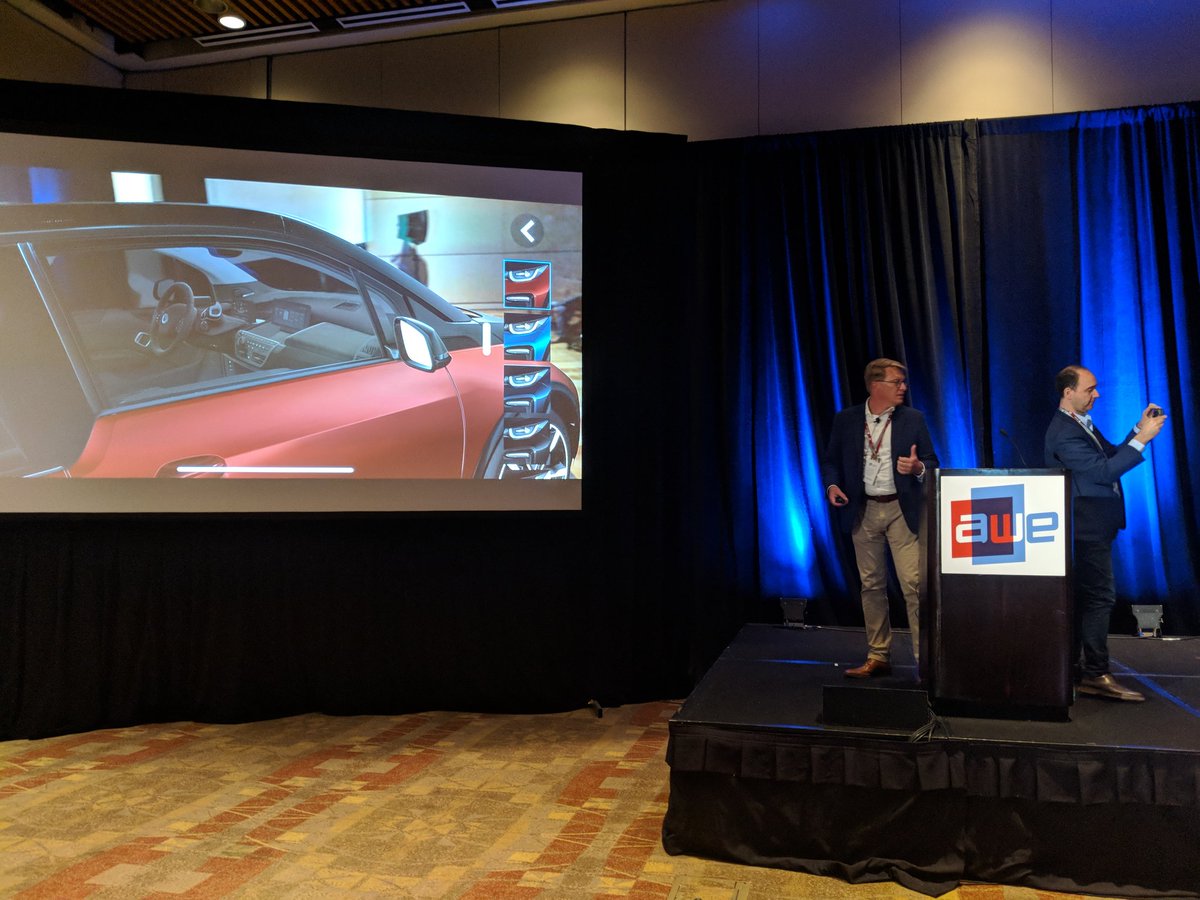 mpiszczo's tweet photo. Matteo Aliberti, Stefan Biermann present their case study on @BMW i Visualiser - creating a new experience and exploring the intuitive and interactive designs customers expect. #AWE2018 @accenture https://t.co/7GWDdzd98n
