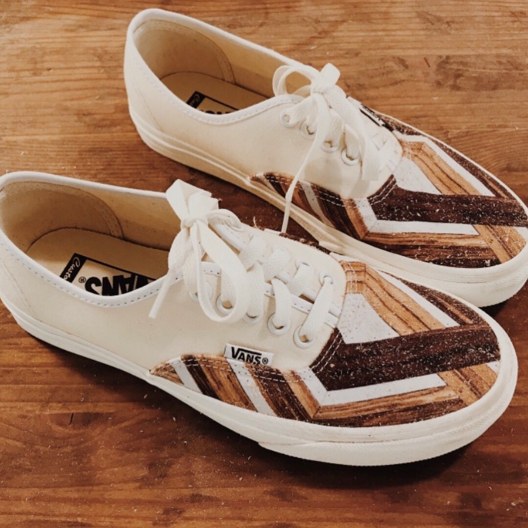 Growing up with @VANS_66  they have always been a staple in my closet and I have been wearing them since I was a teenager. Pretty stinkin’ cool to customize a pair and wear my own designs on them all these years later! Feeling a very full circle moment in #VansCustoms #Ad