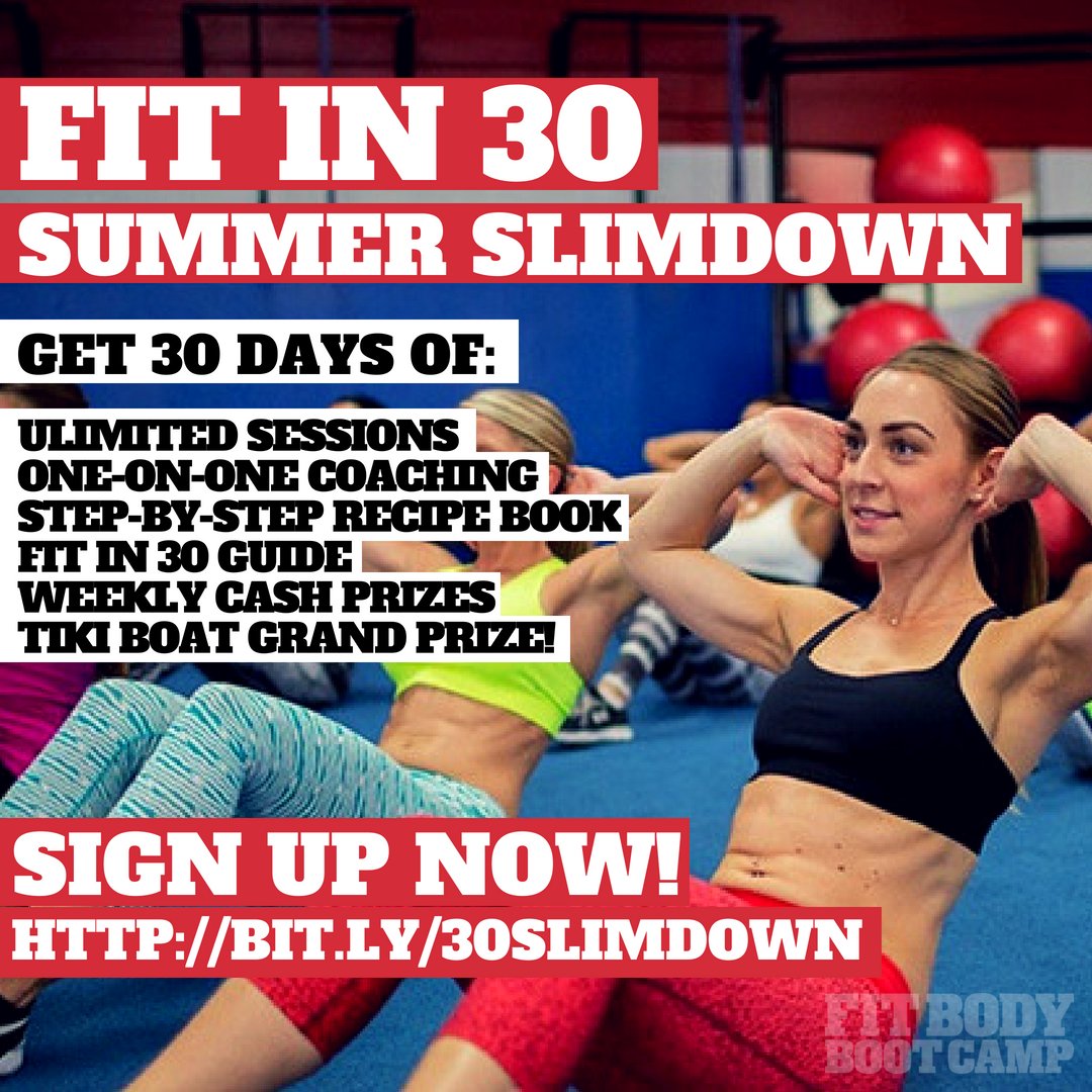 Are you ready for a happier and more confident you?! Starting June 2nd, we will begin our FIT IN 30 SUMMER SLIMDOWN! 30 days of fat-burning, body-toning boot camp fun. Sign up today: bit.ly/30slimdown