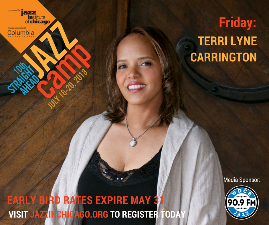 jazzinstitute's tweet photo. Who's coming to Straight Ahead Jazz Camp 2018? @tlcarrington! Jazz enthusiasts, musicians, and educators explore gender justice and building an equitable jazz ecosystem. 7/16-20/18 @ColumbiaChi. Register: https://t.co/oseX9UYGNm EARLY BIRD RATES END TOMORROW! DAY PASSES! #SAJC18 https://t.co/5FkGeDZn1c