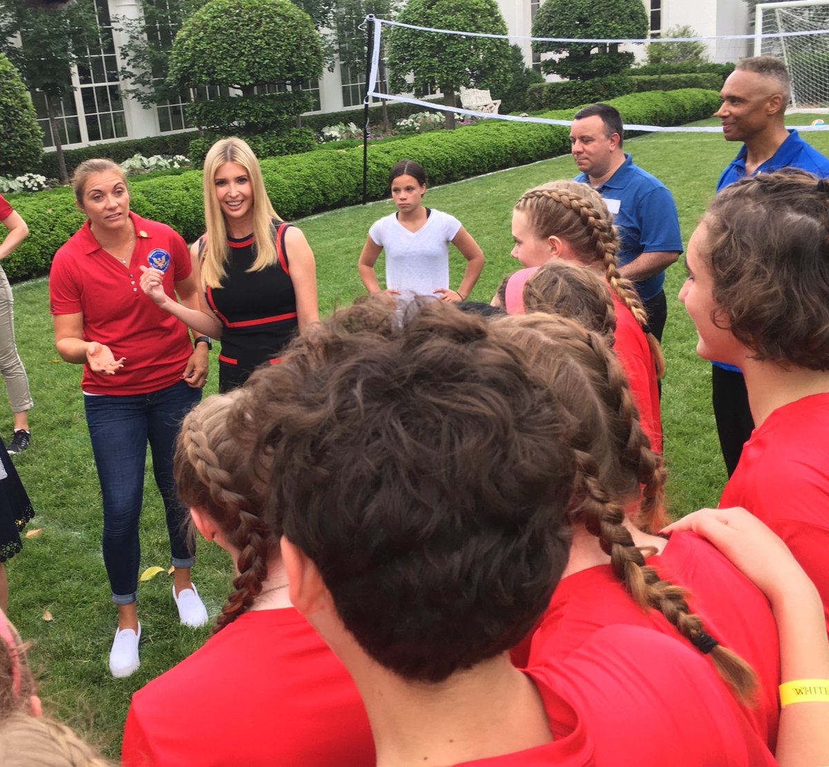 IvankaTrump's tweet image. Today @POTUS hosted #FieldDay at the @WhiteHouse with the announced President’s Council on Sports, Fitness and Nutrition. Together, we reaffirmed our commitment to increasing #YouthSports participation, because all children deserve the chance to play.