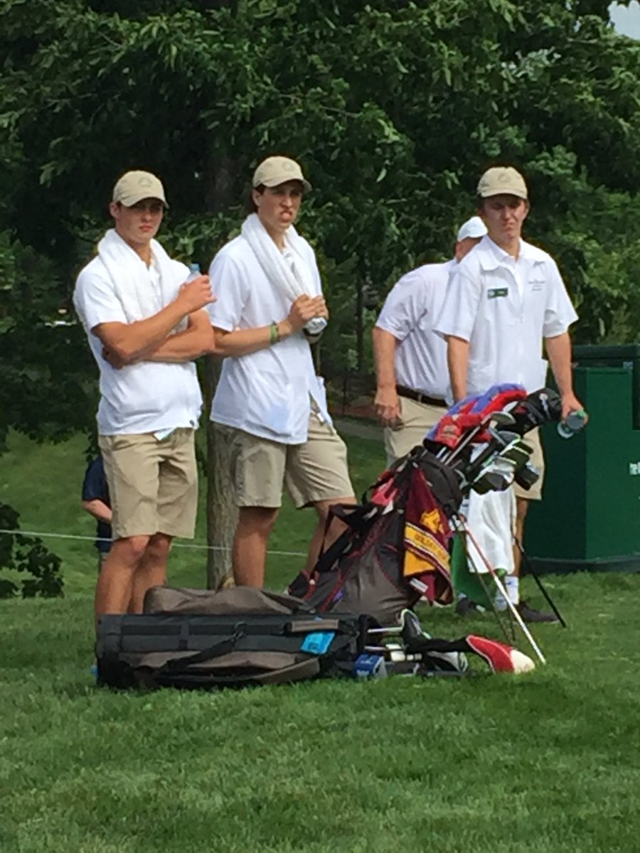 golf_scioto's tweet photo. 3 @dshsDCSD Irish golfing legends working the @MemorialGolf proam today @BlakeMoody1 @nrath44 https://t.co/nVhkvNds3o