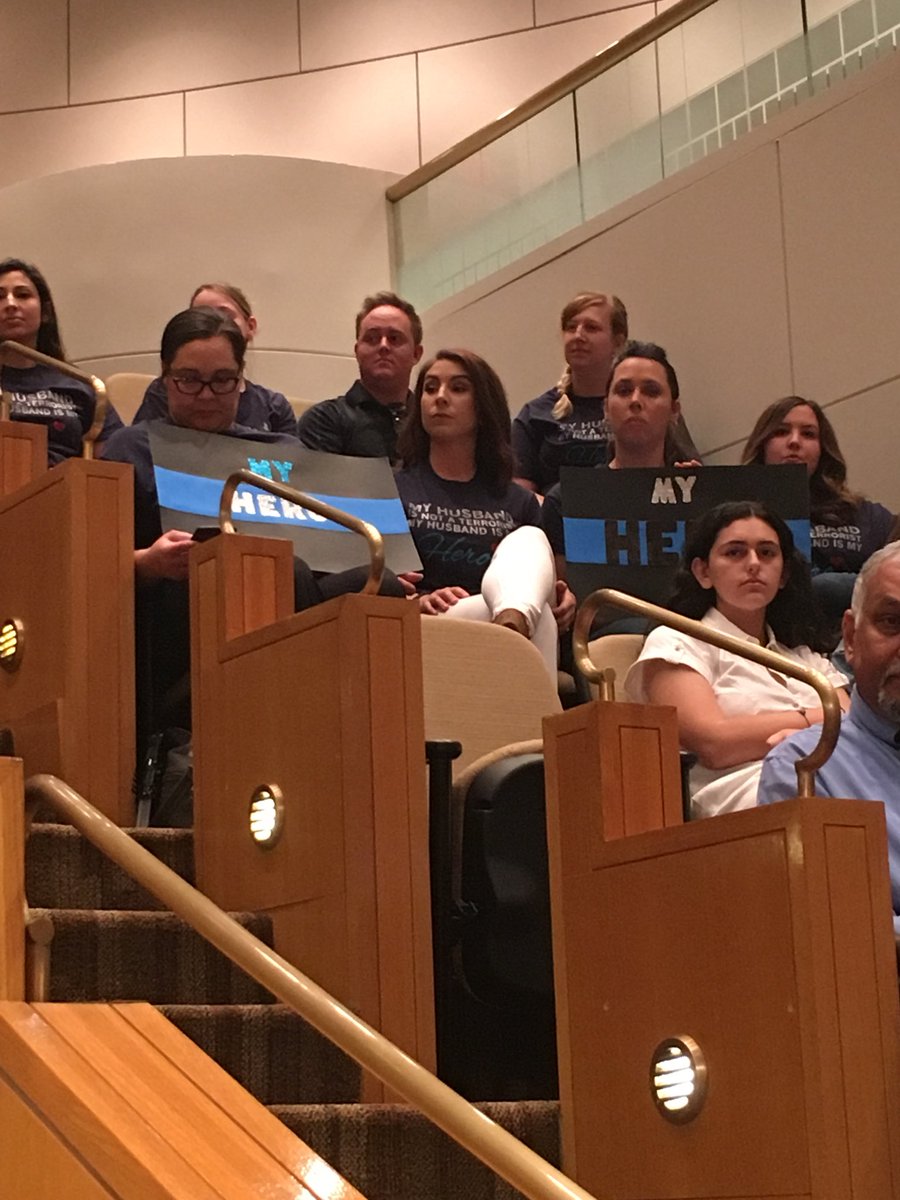 paytonleewalker's tweet photo. Many women here to support their husbands in response to  Councilwoman LaWana Mayfield’s controversial tweet comparing police officers to terrorists. @WBTV_News https://t.co/l0YOKKpMG3