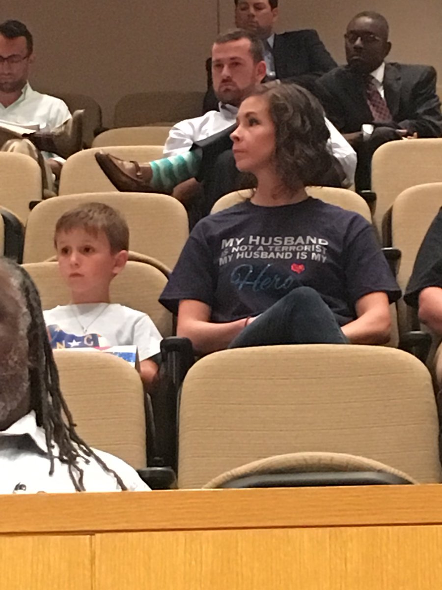 paytonleewalker's tweet photo. Many women here to support their husbands in response to  Councilwoman LaWana Mayfield’s controversial tweet comparing police officers to terrorists. @WBTV_News https://t.co/l0YOKKpMG3