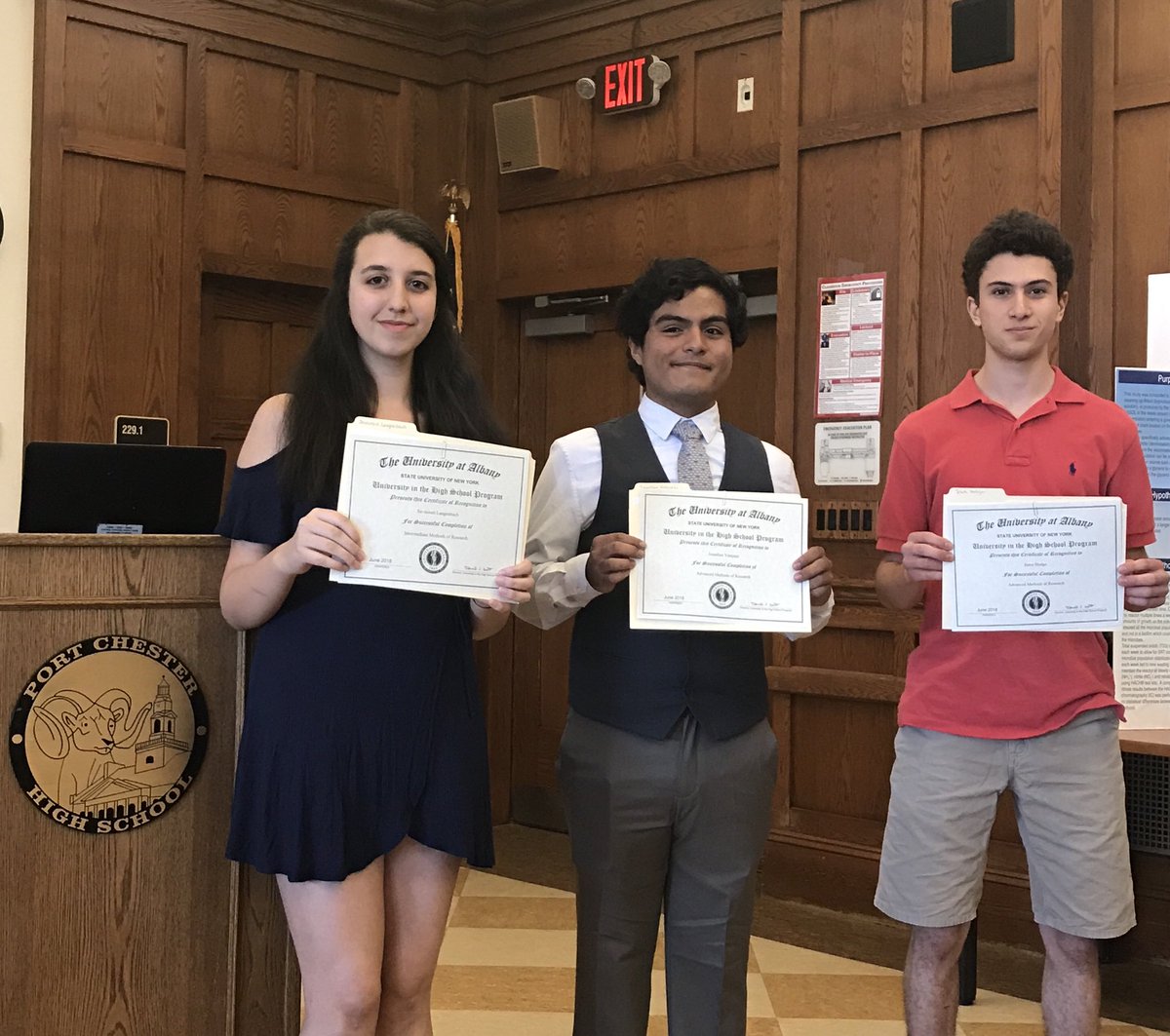 Celebrating three years of presenting at the Port Chester High School Science Research Symposium: Savannah Langenbach, Jonathan Vasquez, and Jason Hodge. #PCpride