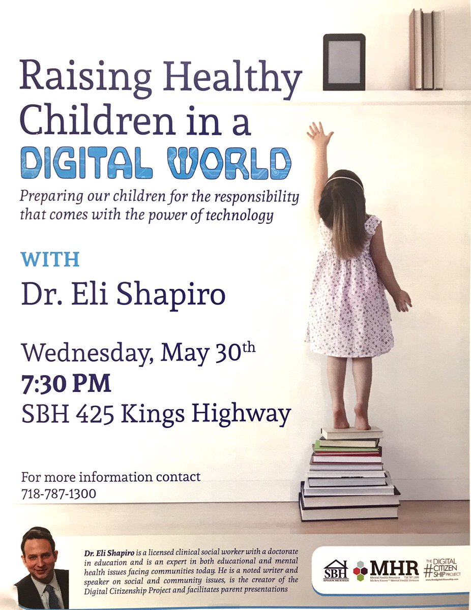Looking forward to presenting this evening for Sephardic Bikur Holim. #DigitalCitizenship #Parenting #Technology <a href="/ADigitalCitizen/">Digital Citizenship</a>