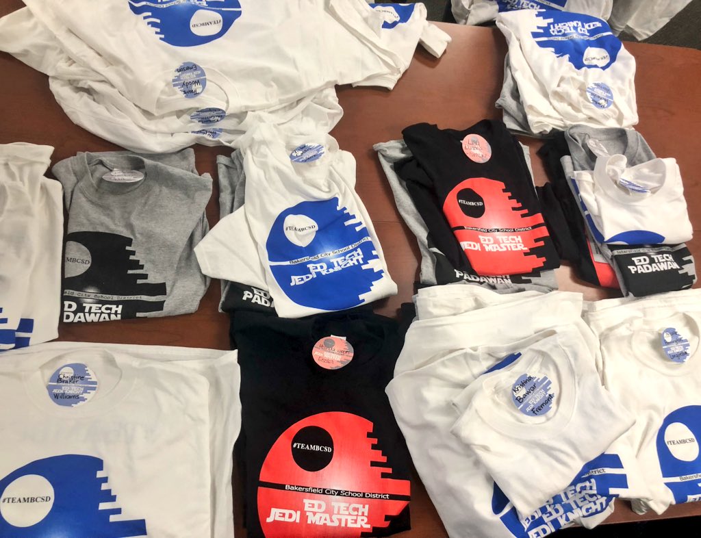 Tech_Buddha's tweet image. Getting ready to send out shirts for the EdTech Padawans, EdTech Jedi Knights, and EdTech Jedi Masters that attended 5 out the 6 weeks of training!!
#learningisFUN #CREATEtoLearn #Edtech #TeamBCSD #Technology #WomenInTech #WeDesignTheFuture