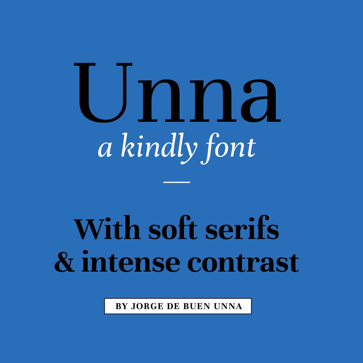 OmnibusType's tweet photo. 😎 Unna (Design: Jorge de Buen Unna & Omnibus-Type Team). ❤️ Total: 4 freefonts. 🏆 Selected in Tipos Latinos 2014. 🚀 Published in Behance in June 1st, 2015: https://t.co/lek8cjxNs8 #GoogleFonts #Fontsquirrel https://t.co/SyZcH5PuMQ