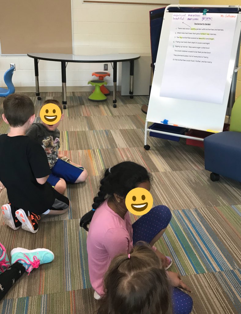 MolinaroAllison's tweet photo. 2nd gr.using poetry to find verbs &amp; adjectives ➕talking with a partner to find more descriptive word choices #Flying/fluttering  @WhiteOakElem @woesecond https://t.co/C3DYt0bdy7