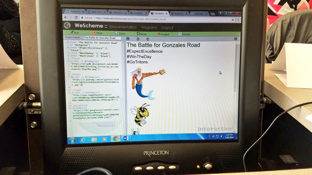 MrCalderon_phs's tweet photo. Today I was able to attend a District Training in where our presenter @edcampOSjr has us create a game using algebra and computer programing (@Bootstrapworld ). I made mine revolve around the best school in Ventura County, As @TritonPrincipal would say ... 👇 (see pics below) https://t.co/zkU3gkFibC