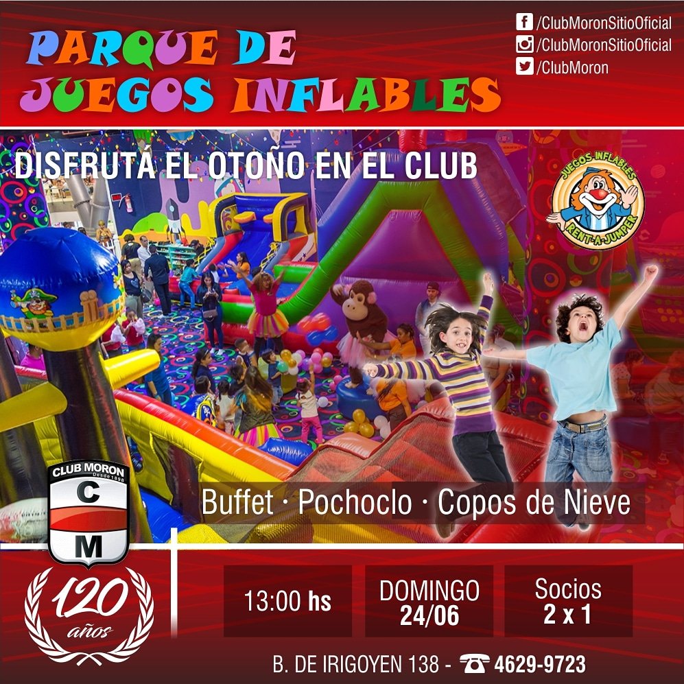 24 de junio en Club Morón.

Te esperamos...

Club Morón, bien de familia.
120° aniversario.