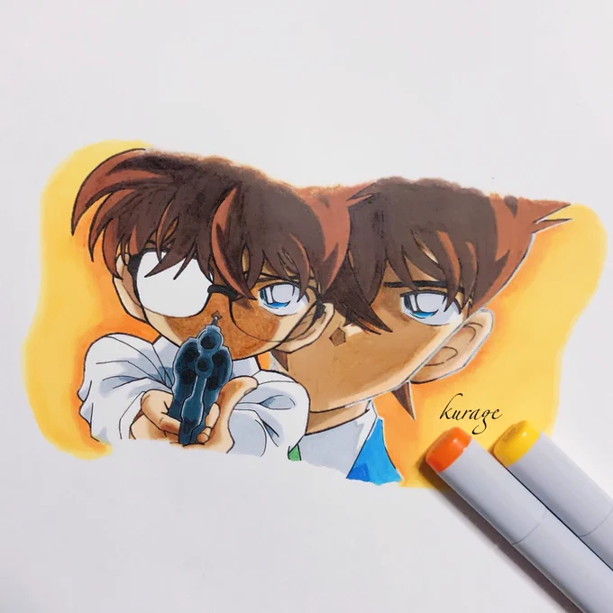 最近フォローしてくださった方に過去模写を…チョイスが新蘭になってもうたけど他にも描いてます(小声#過去絵 