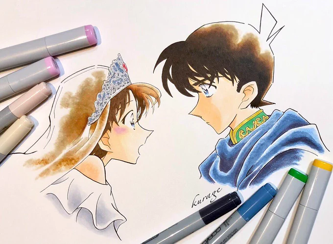 最近フォローしてくださった方に過去模写を…チョイスが新蘭になってもうたけど他にも描いてます(小声#過去絵 