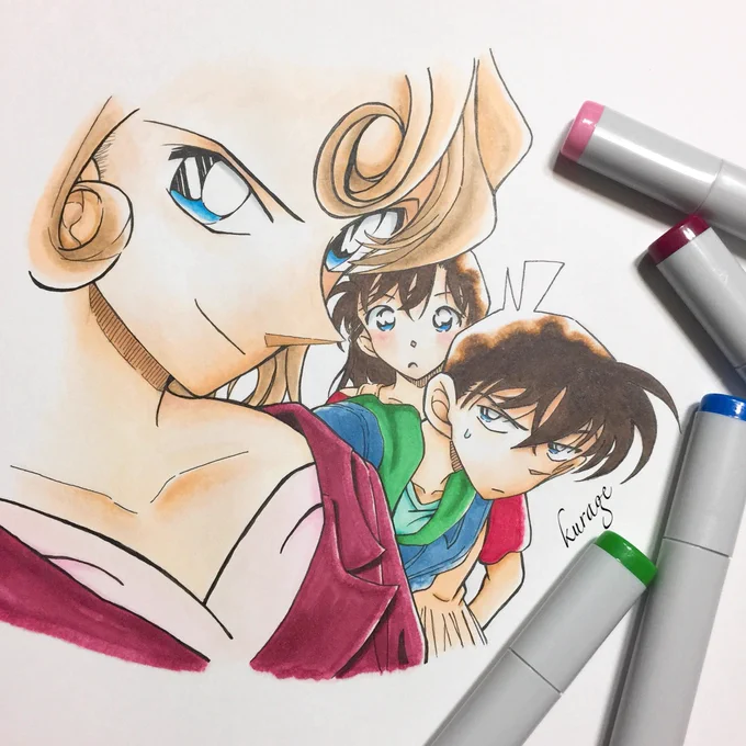 最近フォローしてくださった方に過去模写を…チョイスが新蘭になってもうたけど他にも描いてます(小声#過去絵 