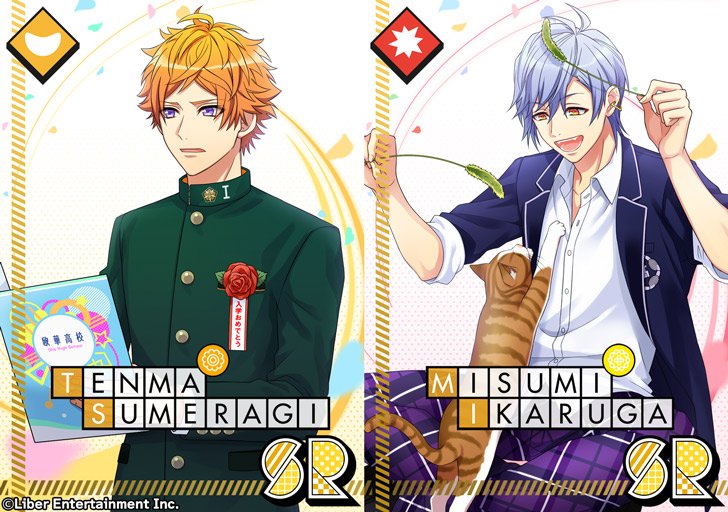 mankai_company's tweet photo. ★A3! ６月限定バースデースカウト★
6/1 00:00～『プレミアムスカウト』に限定SR【満開Playback】＆昨年配信した限定SSR【満開Birthday】を追加いたします！２年目BDでは過去の一端を振り返ります。６月のお誕生日は夏組・皇天馬＆斑鳩三角です♪ #エースリー https://t.co/AmVse5JpZE