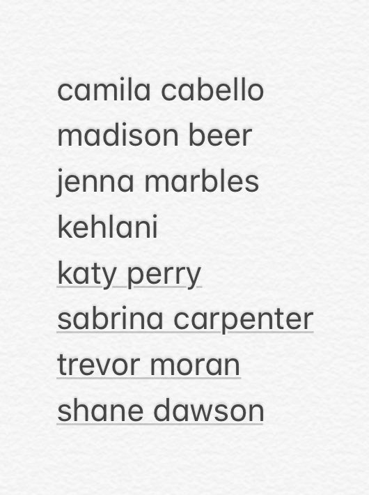 MelanieUpdates_'s tweet photo. a list of a few celebs that still follow melanie on twitte and/or instagram (not all)💘💕🌟 https://t.co/CZmbpRiOZ7