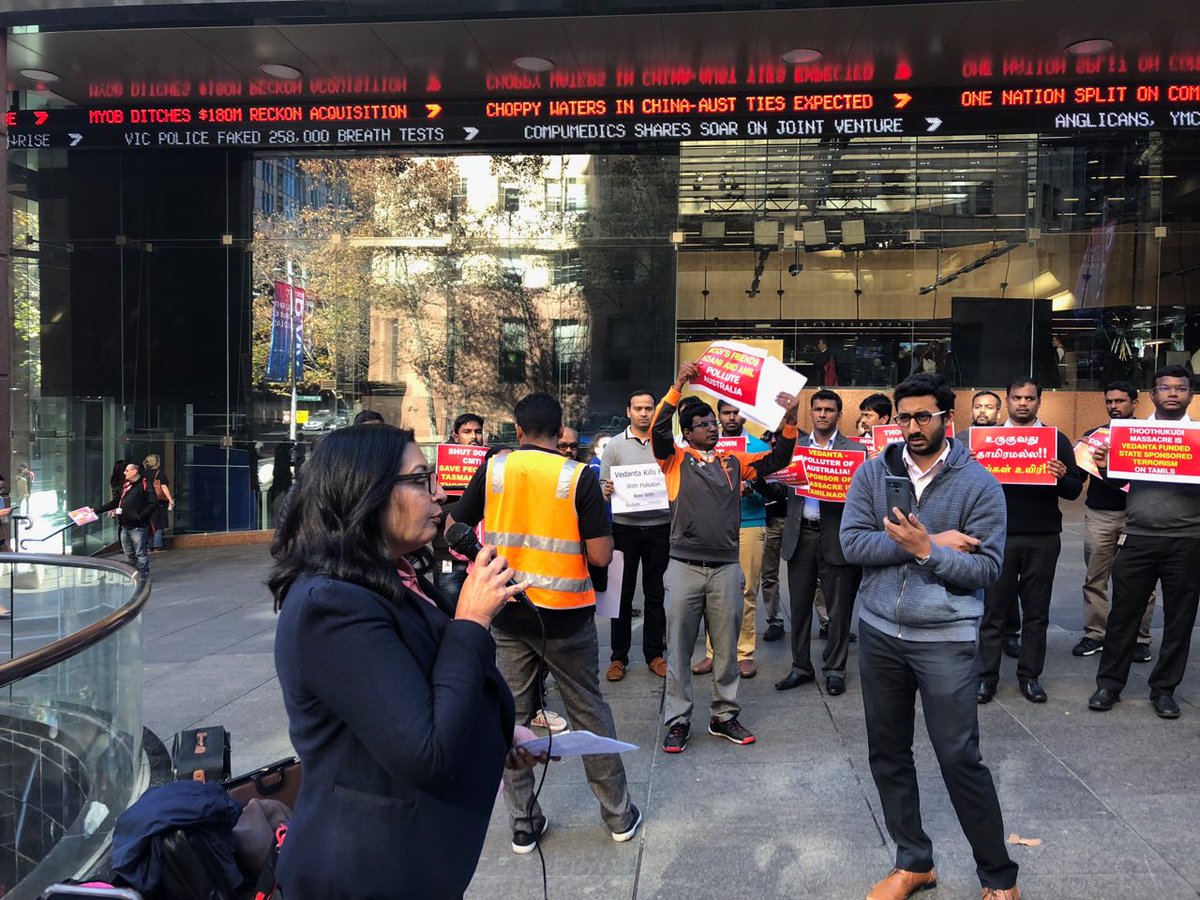 Last week, Indian police murdered 13 at a peaceful protest against the polluting Vedanta copper smelter. Today I stood with the Tamil Community in Sydney calling for it's permanent closure & a full investigation.#SterliteProtest #SterliteKillings  #ThoothukudiShooting #Vedanta