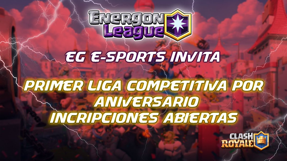 Por aniversario de <a href="/EG_eSportsmx/">Energon eSports ⚡EG</a>  invitamos a esta liga 

REQUISITOS:

ºseguir esta cuenta y la cuenta de <a href="/EG_eSportsmx/">Energon eSports ⚡EG</a> 
ºDar Me gusta a este Tuit
ºDar RT 
º Conseguir 15 rt`s

Al finalizar mandar MD 

Nos gustaria tener con su participacion <a href="/TlaliMXCR/">Tlali Mx</a> <a href="/NewSchool_CL/">New School CL (Cerrado actualmente)</a> @SandstormMX_