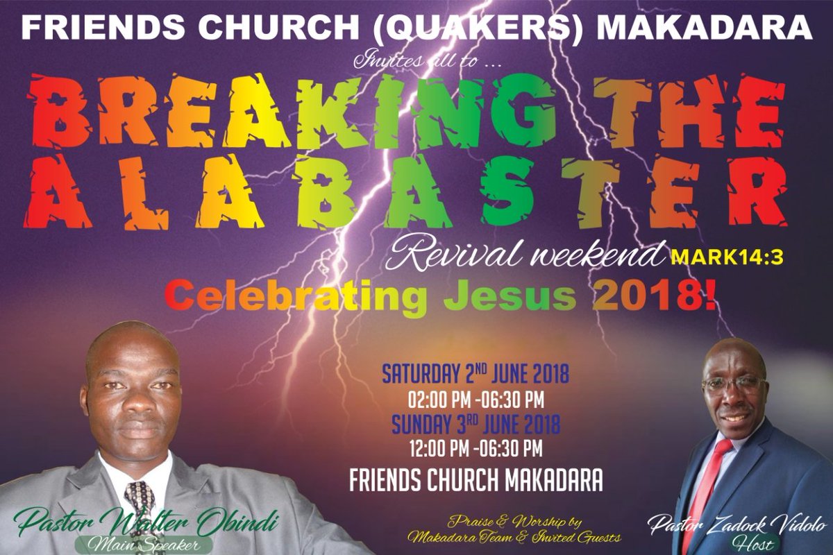 NYMGMissioners's tweet photo. #BREAKINGTHEALABASTER All of us will be assembling at Friends Church Makadara for this great revival weekend!! Don't miss!! https://t.co/jig74mkUCE