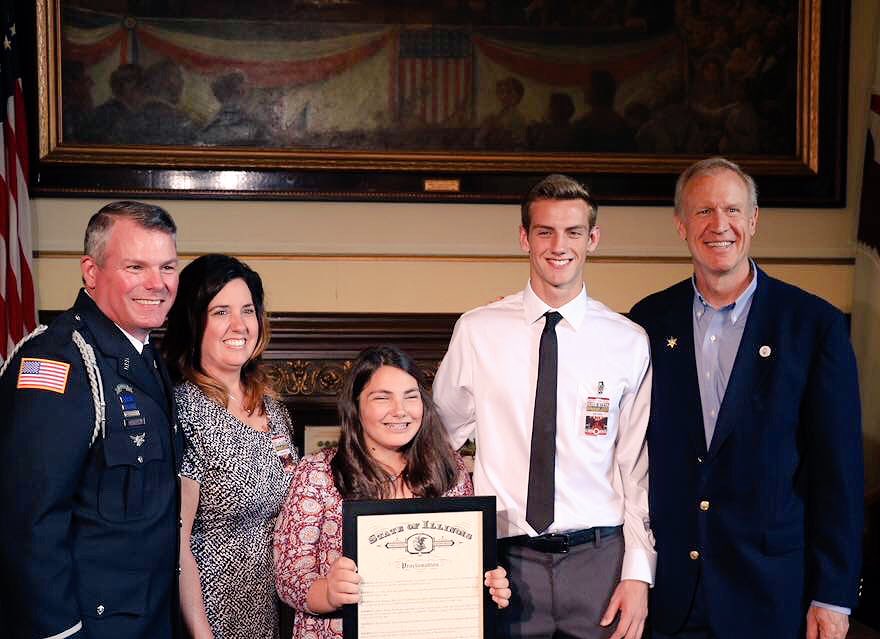 DixonPolice's tweet photo. School Resource Officer Mark Dallas was honored in Springfield today for his heroic actions at Dixon High School on May 16th.

@GovRauner has proclaimed that May 30th be Officer Mark Dallas Day in Illinois! https://t.co/c0KFBSNRc9