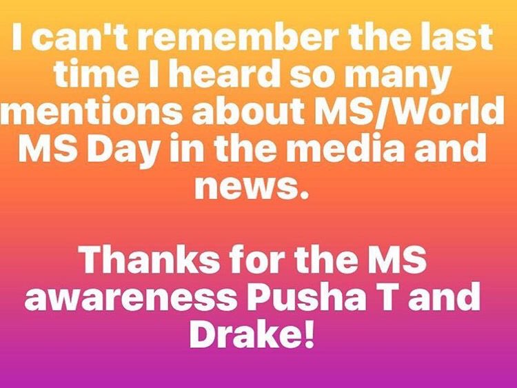 __itsjdanielle's tweet photo. thanks!!🎗🧡 #WorldMSDay #PushaT #Drake
#ifightMS #beatMS https://t.co/Xxp6bsniwD