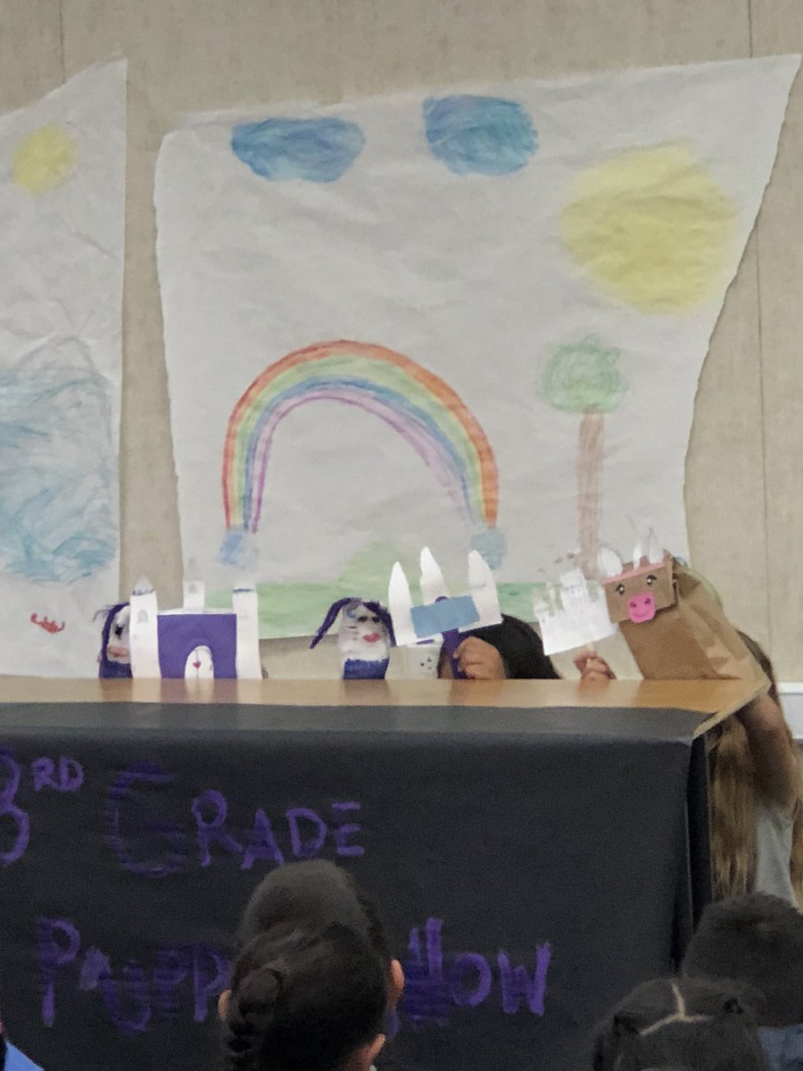 JKniseley1's tweet photo. Student created screenplays, puppets, sets, and props for their kinder buddies to enjoy!  Thx @mrsGerstman!  #FSS_STEM. #fuesd https://t.co/CimtelOvuN