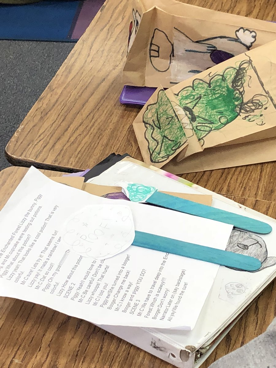 JKniseley1's tweet photo. Student created screenplays, puppets, sets, and props for their kinder buddies to enjoy!  Thx @mrsGerstman!  #FSS_STEM. #fuesd https://t.co/CimtelOvuN
