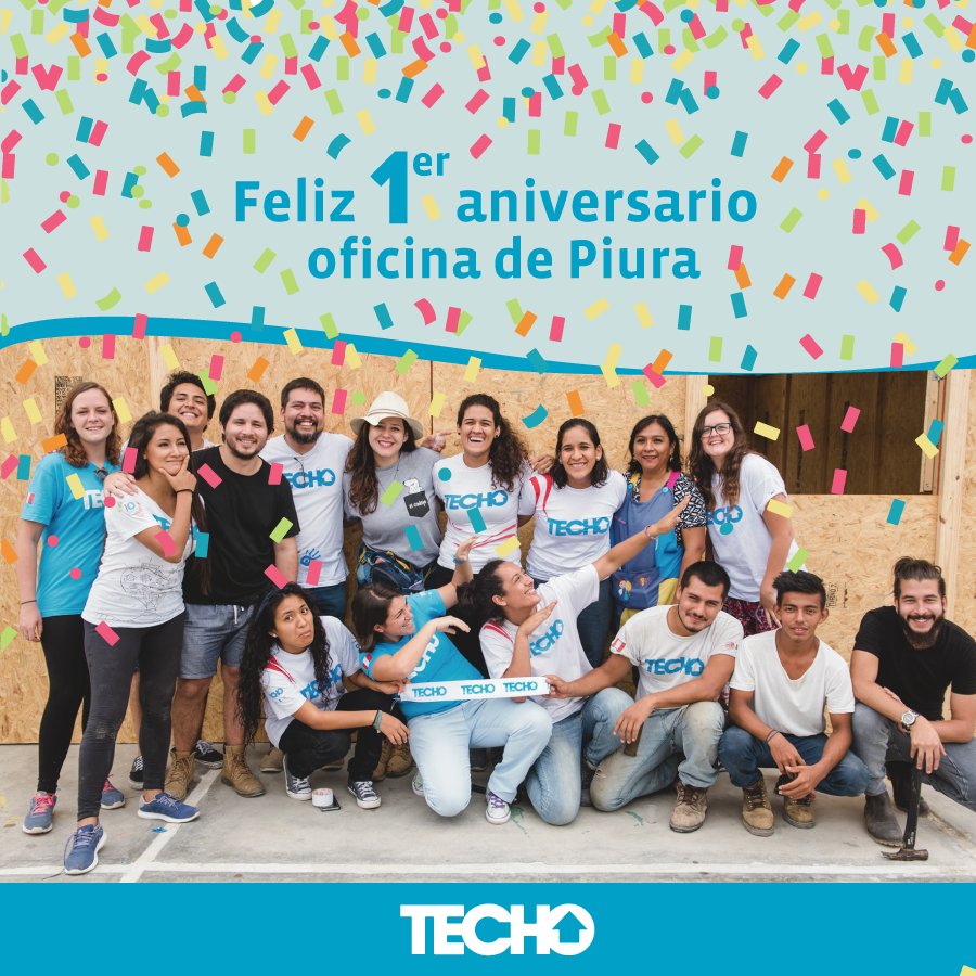 TECHOpe's tweet photo. Hoy se cumple un año desde que vienen construyendo historia. Muchas gracias por haber asumido este reto y creer, junto con todos los voluntarios y voluntarias, que podemos hacer un Perú más justo. ¡VAMOS POR MÁS! 💪💖🎉 #TechoNorte #PrimerAniversario #juntosSiPodemos #Piura https://t.co/AAq7yAo4PO
