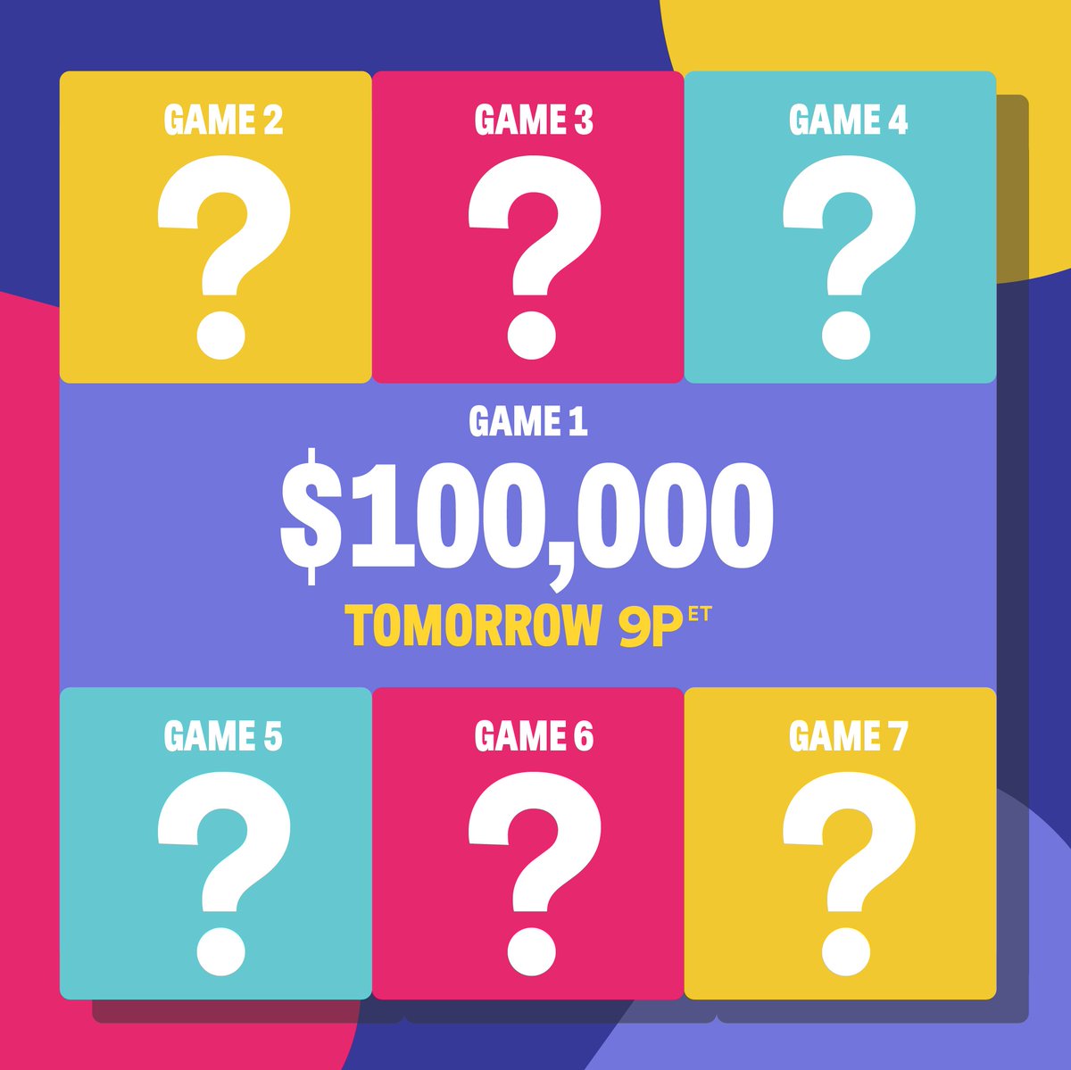 hqtrivia's tweet photo. Tomorrow we have a very special $100,000 game at 9P ET that will lead to something bigger... https://t.co/FPcfFPYiVm