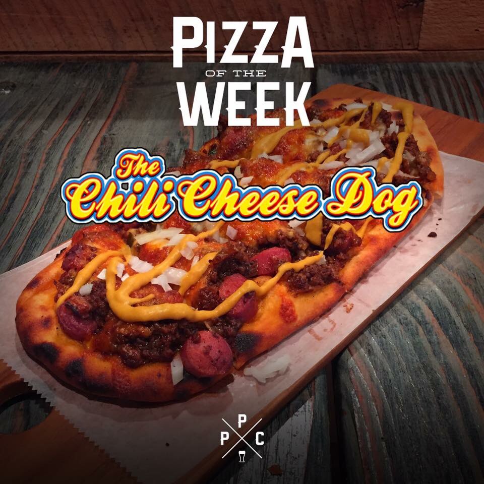 PPCBP's tweet photo. PIZZA OF THE WEEK: The Chili Cheese Dog 🌭

Your ballpark fave is back in pizza form! And it's got all the fixins' from homemade chili to chopped onions 🏟

Visit https://t.co/6ft8ZmtPrZ to let us know what you thought after you try one. You just might win a $15 gift card! https://t.co/ocZvUvytUj