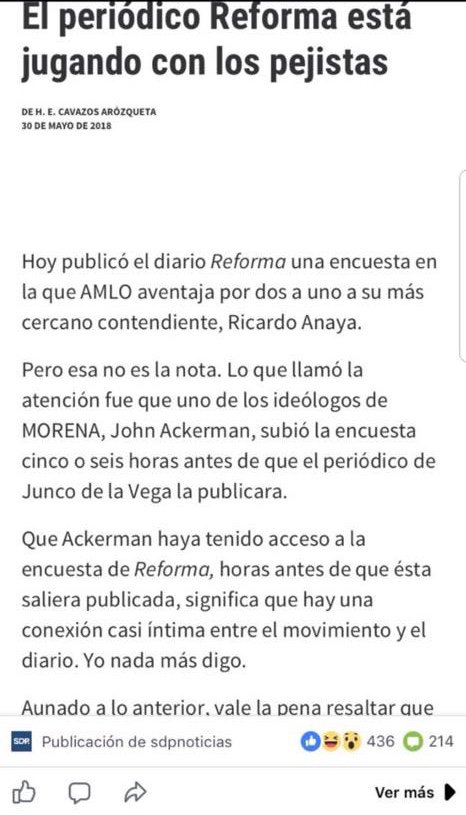 kl6859758's tweet photo. Es una vergüenza que  este periódico @Reforma y este señor @JohnMAckerman tengan la misma información, alteren las encuestas  y  nos mientas #EncuestasFake 
https://t.co/RgwACFnm8J https://t.co/dXKsW63qMB