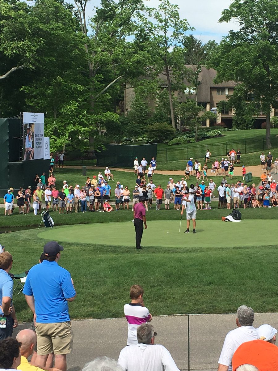 MattinFindlay's tweet image. Got to spend the day @MemorialGolf with my son. Practice round was packed. Tiger paired with Payton Manning #tigereffect