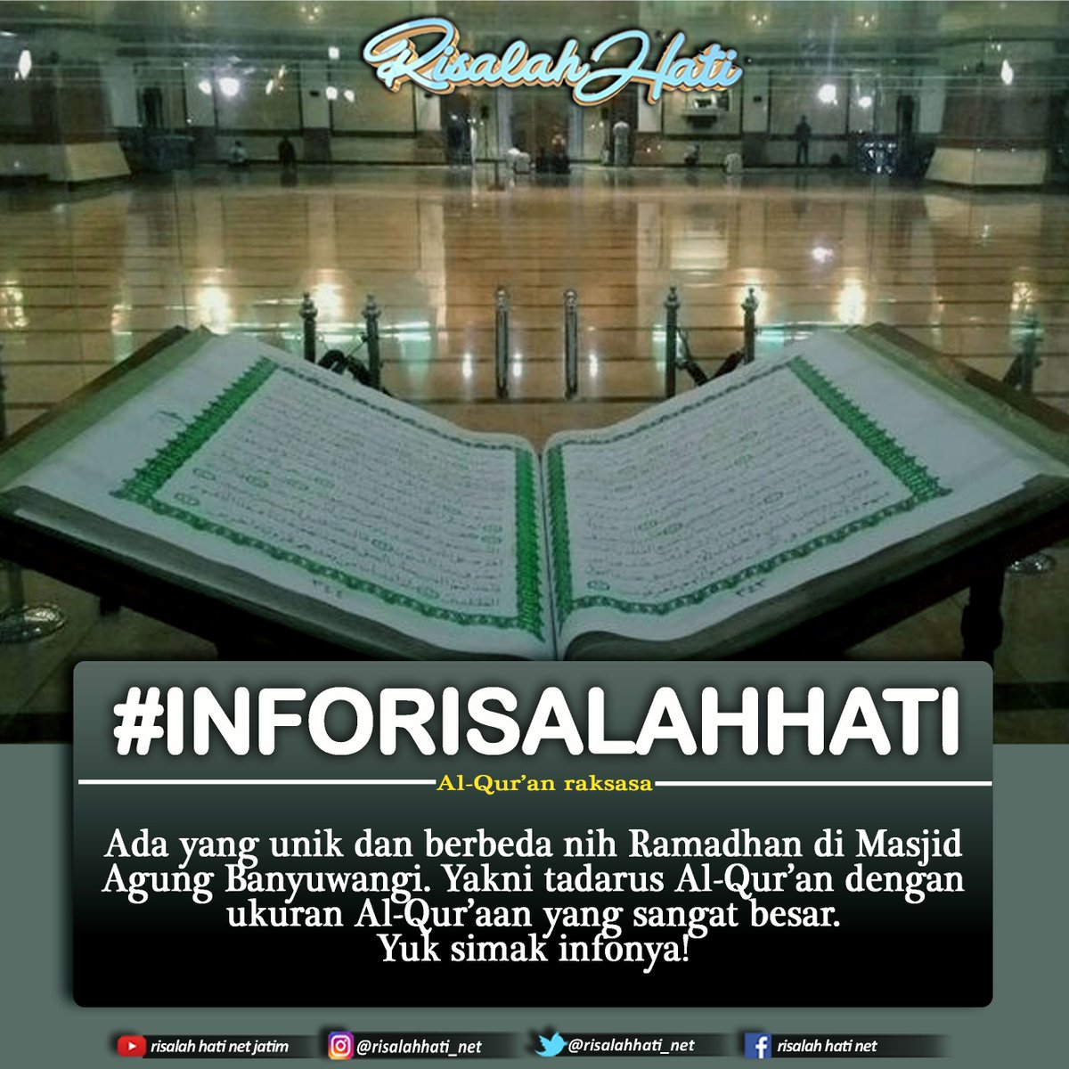 risalahhati_net's tweet photo. Info Risalah!!!
.
Ini Keunikan Tadarus Alquran Raksasa di Masjid Agung Banyuwangi
.
Sumber: https://t.co/qHwN2ilc0Q
.
.
#inforisalah #RisalahHati #nettv #netjatim #quotes #muslim #hijrah #islamic #tadarus #tadarusalquran #alquranraksasa #masjidagungbanyuwangi #banyuwangi https://t.co/LJBPPh2nYv