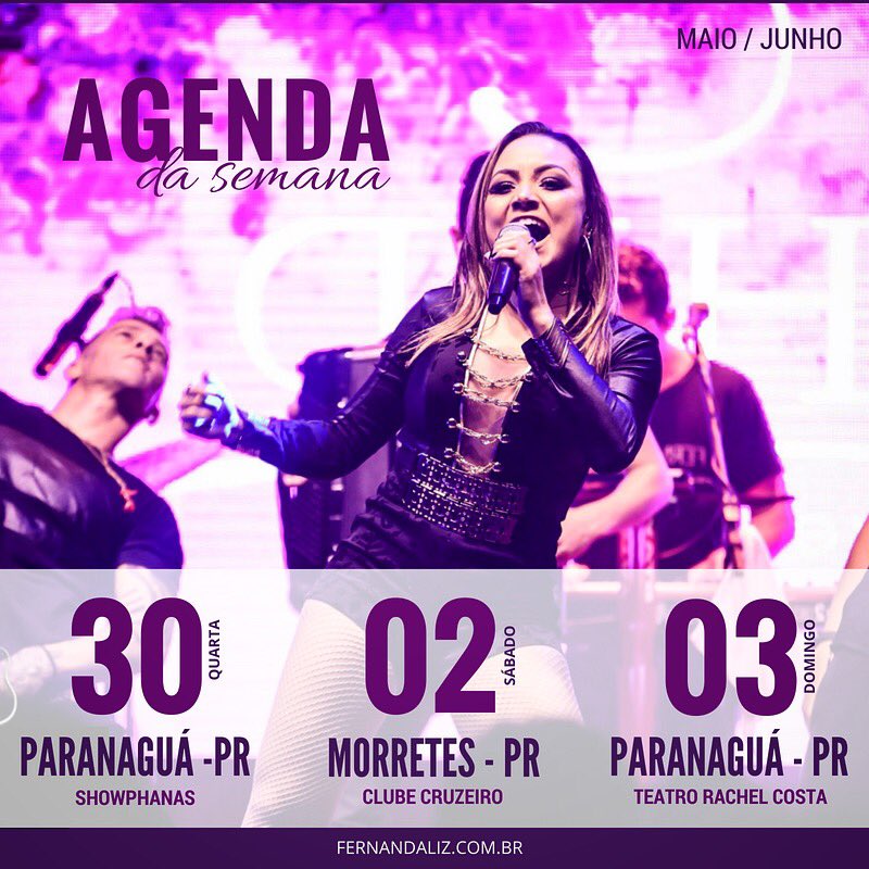 fernandaliz_'s tweet photo. Play na #AgendaDaSemana 💃🏻💥💥💥
. VEM TODO MUNDO!!! 🙌🏼
.
. #FernandaLiz #EquipeFL #BumbumDaMaldade #Showphanas #ClubeCruzeiro #TrofeuLitoralMusic #Paranagua #Morretes https://t.co/Wt8qGws2IC