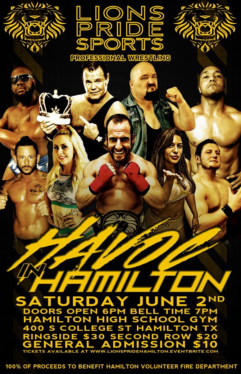 TheSuperTex's tweet photo. This Saturday night!! @LionsPrideTX in Hamilton TX!! Featuring @JerryLawler!! #ProWrestling #Texas #JoinThePride https://t.co/jmfwwRj3AA