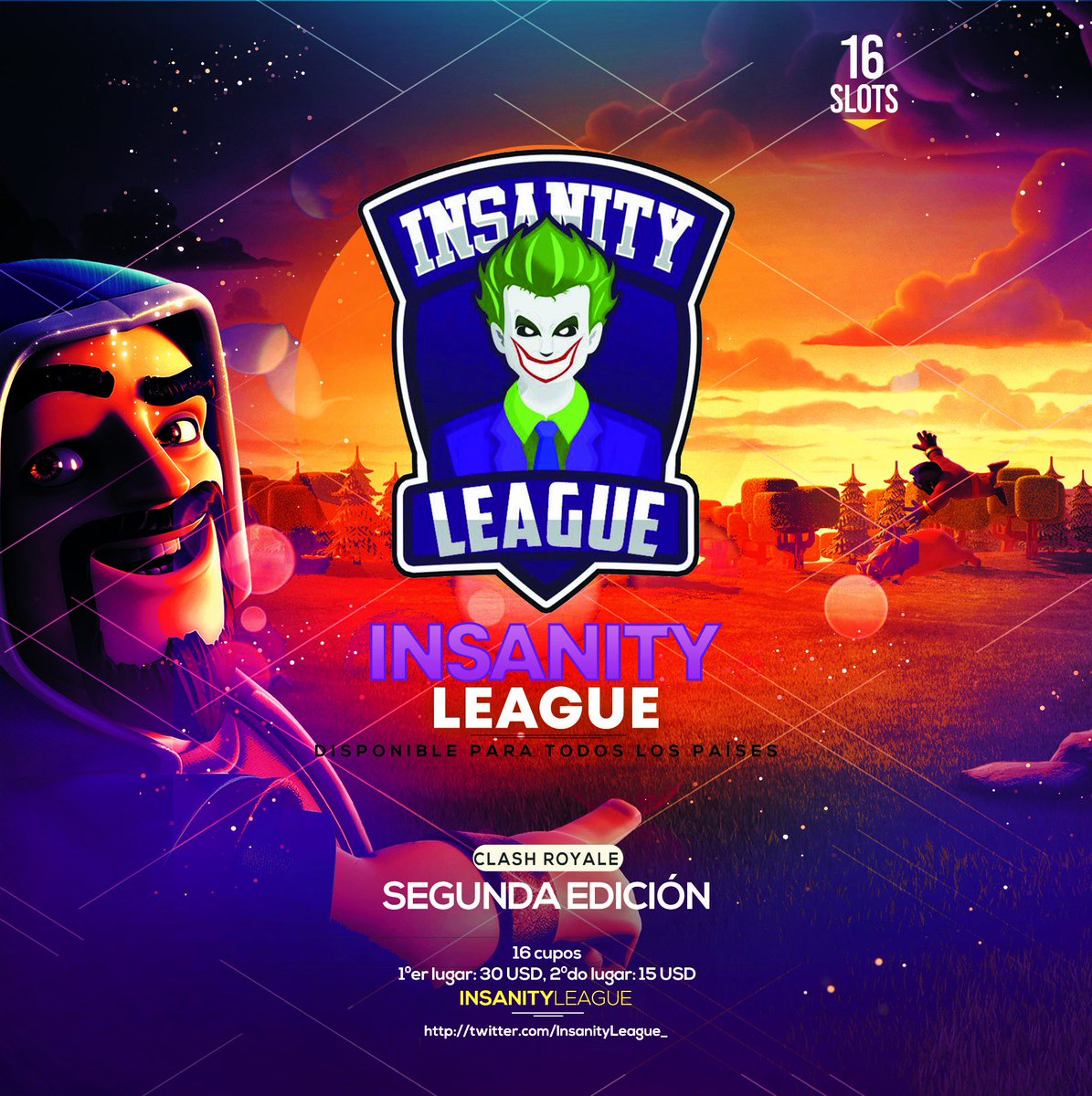 INSCRIPCIONES ABIERTAS - Clash Royale League

¡Segunda edición! - Liga de paga
Inscripción: 3.60USD (sólo PayPal)
Premio: 1º 30USD, 2º 15USD
Playoff c/fase de grupos, +info al MD
Perfecta organización y árbitraje responsable.
¡Quedan pocos cupos!

RT para difundir se agradece⚜️