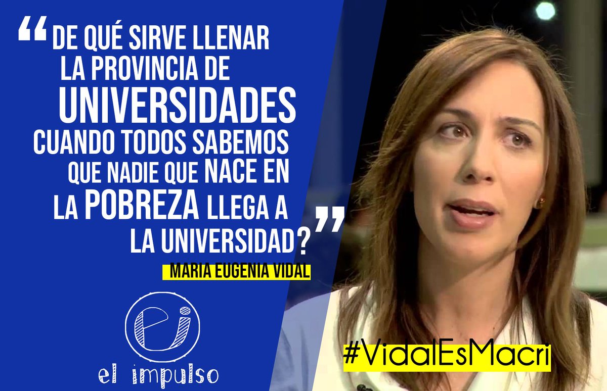 ImpulsoExactas's tweet photo. REPUDIAMOS LOS DICHOS DE LA GOBERNADORA VIDAL
La gobernadora Vidal cuestiono el rol de las Universidades como oportunidad d desarrollo y progreso d los sectores mas humildes. Resulta una provocación en estos tiempos donde cada vez resulta mas dificil permanecer en la Universidad https://t.co/a9Cq4APLAl