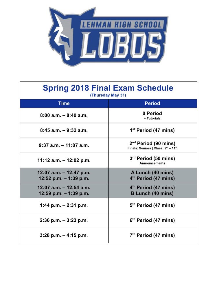 LoboClassof2018's tweet photo. Schedules for Thursday &amp; Friday https://t.co/Vh9ksQckvA