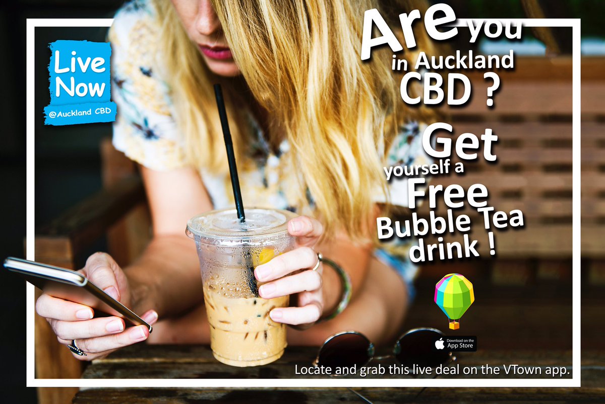 VtownApp's tweet photo. Are you in Auckland CBD? Get yourself a free bubble tea !.... download Vtown to find out the location https://t.co/BYwNtVEVwF