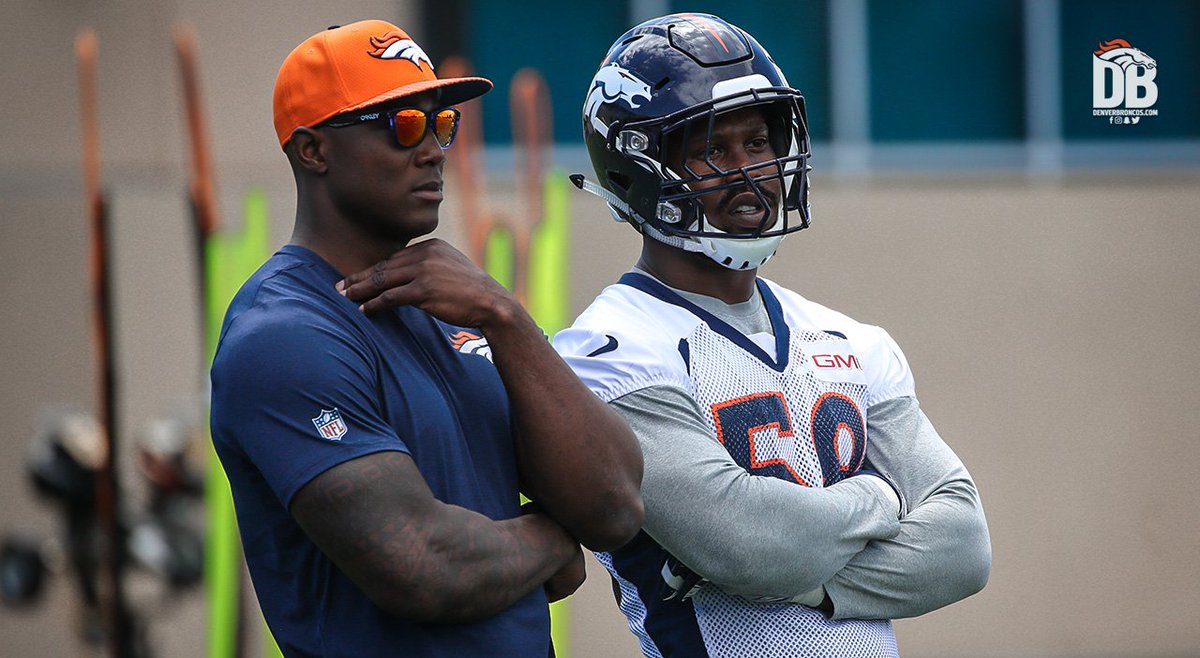 Broncos's tweet photo. Mr. Miyagi &amp; The Karate Kid sighting. https://t.co/2b8z8WusHa