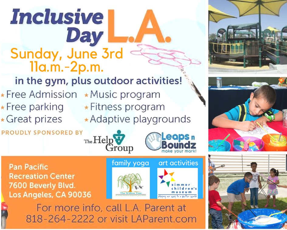LAParentMag's tweet photo. Over 25 organizations will set up booths at #InclusiveDayLA Sunday, 6/3 at 11a with #specialneeds services and info! @TheHelpGroup will talk educational programs and there will be fun activities and an #adaptiveplayground to keep the #kids happy! https://t.co/AvndZM12lV https://t.co/HCF5RY1roW