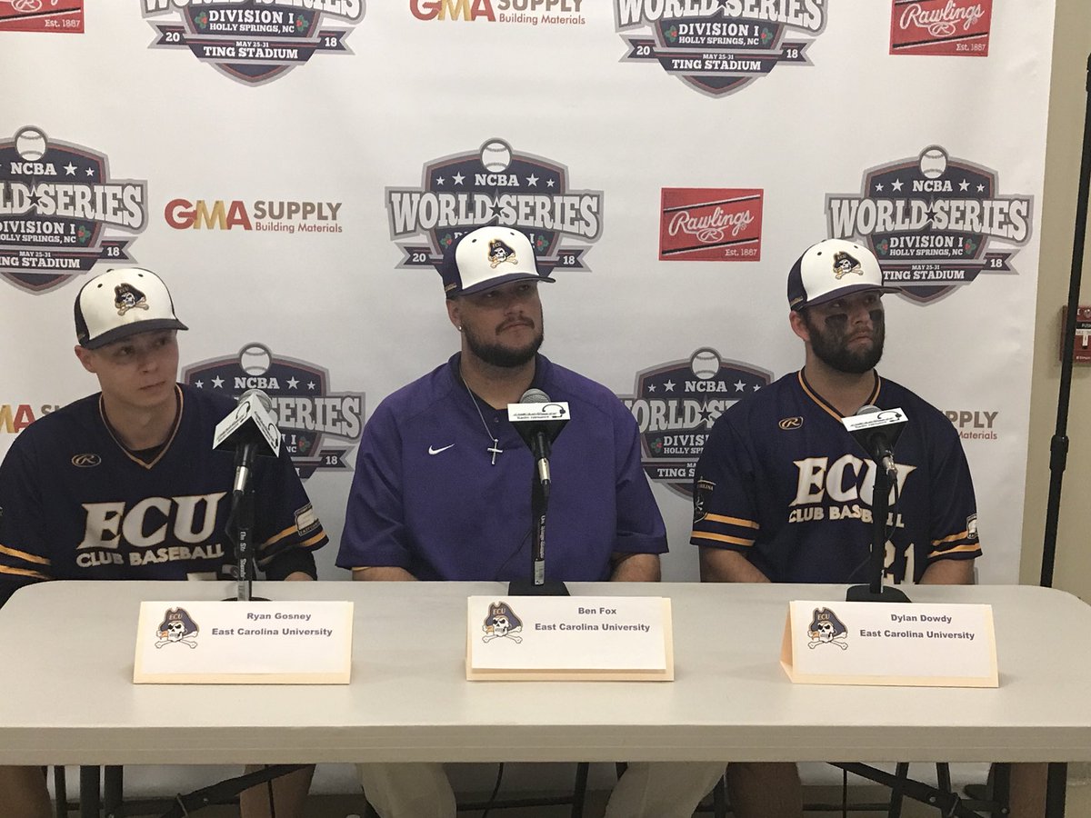 The_NCBA's tweet photo. ::Game 13 Final::
@ECUClubBaseball gets it done with a 6-2 victory over @GCUClubBaseball — they will return to the National Championship game tomorrow at 7pm and face @ThePSBC‼️
Player of the game: Ryan Gosney
#RoadToHollySprings https://t.co/ZiEyEGK0f9