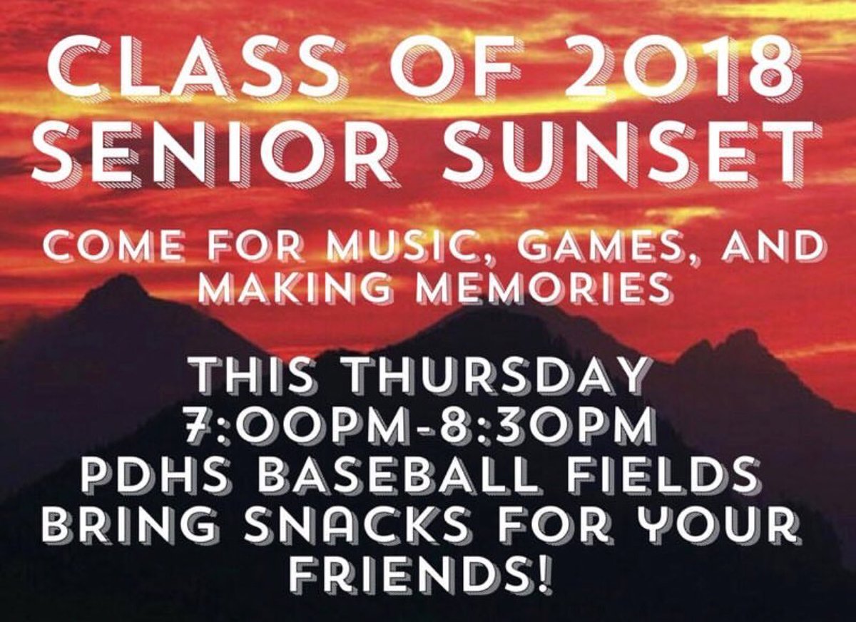 PDHS2018's tweet photo. ONE. MORE. DAY. Come join us on the baseball fields tomorrow night as we close out our SENIOR YEAR💛♥️ https://t.co/lIaBMZz1YQ