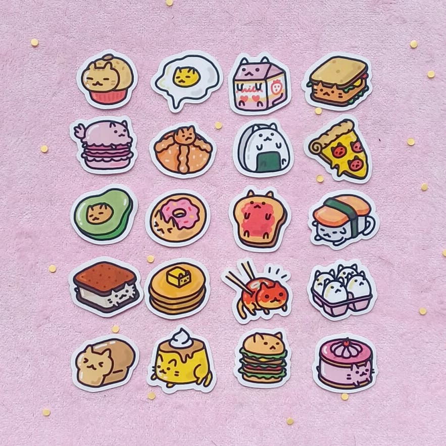 Afectar Peatonal Minúsculo r o n on Twitter: "todos los diseños del paquetito de stickers comida que  miau 💞💞💞 https://t.co/OnJW9s8cMg" / Twitter