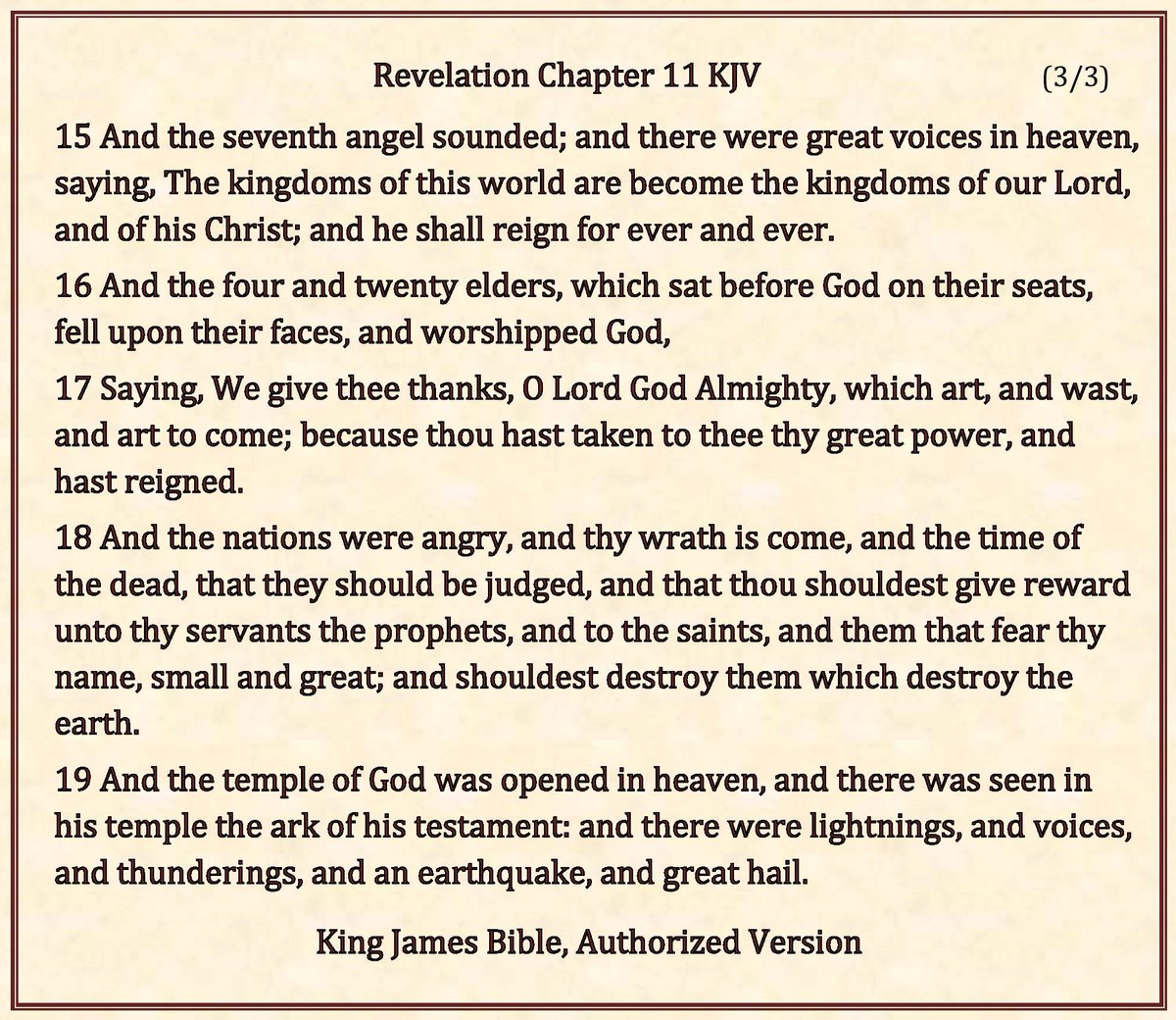 kingjamesonline's tweet photo. And I will give power unto my two witnesses, and they shall prophesy a thousand two hundred and threescore days, clothed in sackcloth. These are the two olive trees, and the two candlesticks standing before the God of the earth.
Revelation 11 (3/3) #TwoWitnesses #TwoOliveTrees https://t.co/0uUfL1RaXA