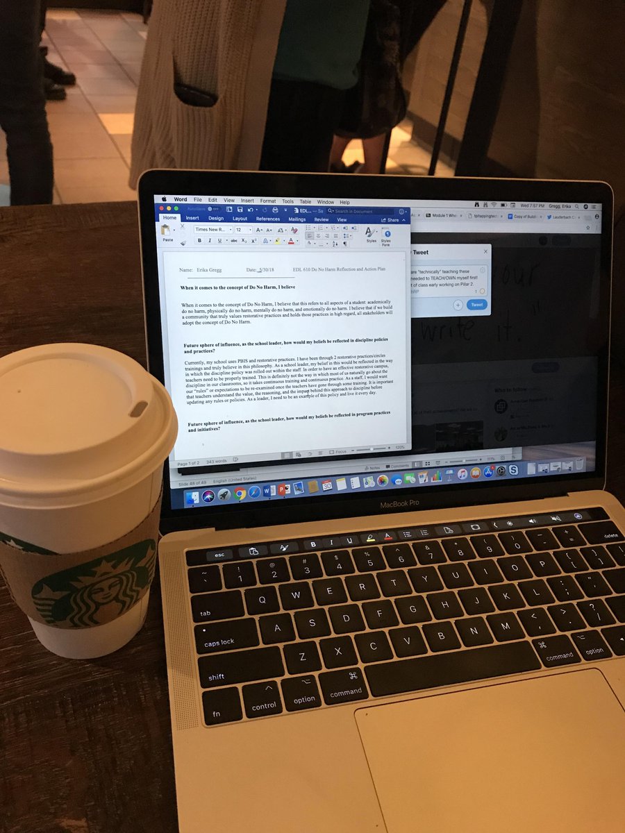 MissGregg42's tweet photo. Habit 3:FIRST THINGS FIRST. Although we are "technically" teaching these habits to others, this habit was something I needed to TEACH/OWN myself first! Currently sitting at S-bucks since we got out of class early working on Pillar 2. Chai tea also helps ☕️ #EDL610 @domsmithRP https://t.co/ZQMJzF4iEv