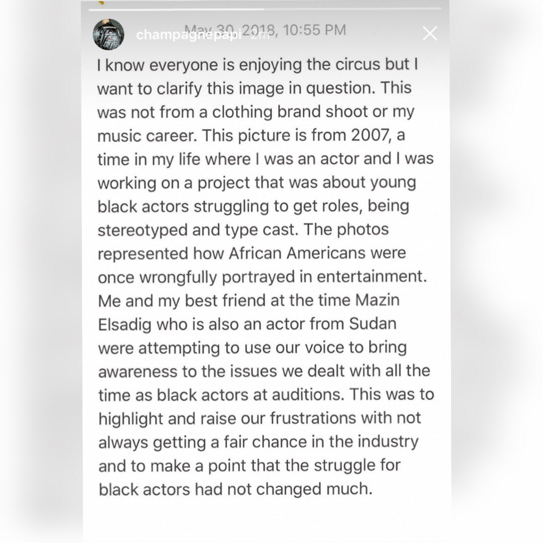 XXL's tweet image. Drake responds to the blackface image Pusha-T used as a part of his cover for “The Story of Adidon.”